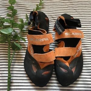 Used Scrarpa rock climbing shoes
